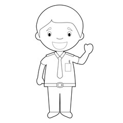 Easy coloring cartoon vector illustration of a bus driver.