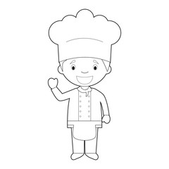Easy coloring cartoon vector illustration of a chef.