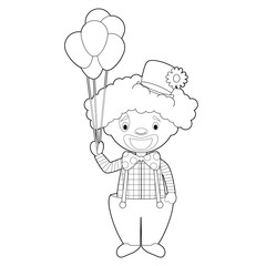 Easy coloring cartoon vector illustration of a clown.