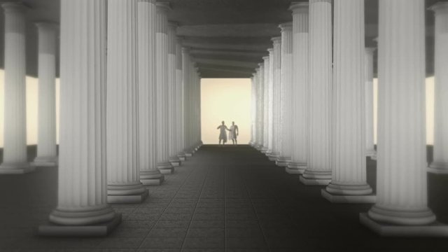 Greek Roman Senators Talking Inside a Roman Temple