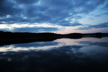 Beatiful Sunset over Lake in Sweden 