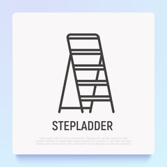 Stepladder thin line icon. Modern vector illustration of equipment for repair.