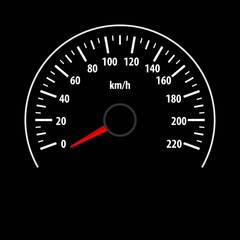 Speedometer gauge isolated on black background. Vector illustration.