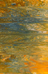 Fototapeta na wymiar Abstract paint background. Yellow grey color liquid gradient. Smooth surface pattern texture similar to still water reflection.