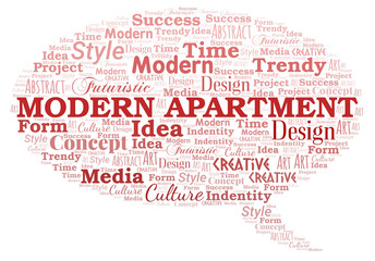Modern Apartment word cloud. Wordcloud made with text only.