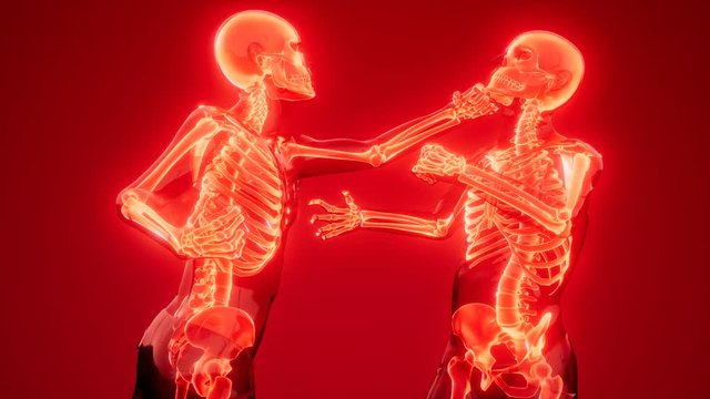 fighting men with visible bones