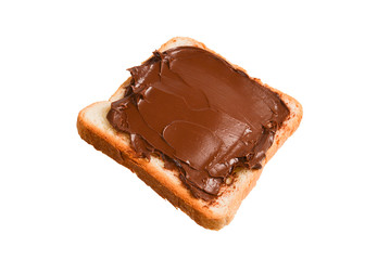 Сhocolate paste sandwich isolated on white background.