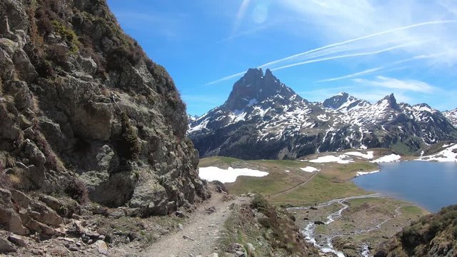 view of Pic du Midi Ossau in the french Pyrenees, springtime