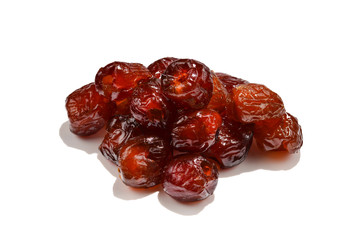 Dried dates isolated on white background.
