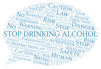 Stop Drinking Alcohol word cloud. Wordcloud made with text only.