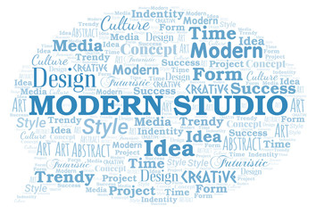 Modern Studio word cloud. Wordcloud made with text only.