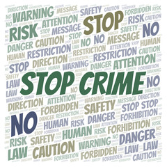 Stop Crime word cloud. Wordcloud made with text only.