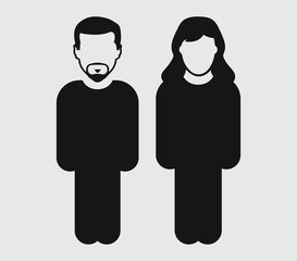 Couple Icon. Standing Male and female symbol on gray background. flat style vector eps.