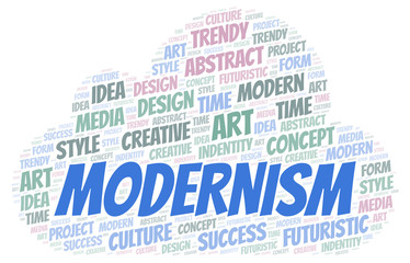 Obraz premium Modernism word cloud. Wordcloud made with text only.