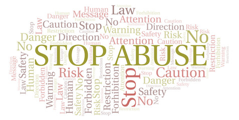 Obraz premium Stop Abuse word cloud. Wordcloud made with text only.