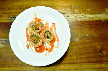 Thai sweetmeat grilled mussel coconut cream hotcake called Kanom Krok
