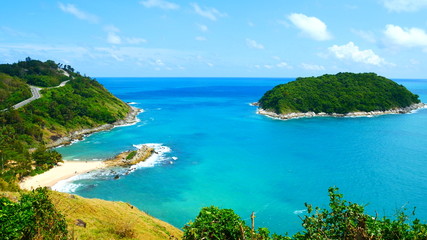 Obraz premium seaview island blue landscape.Tree on the island on sunset.Summer go to island.
