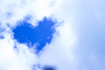 a blue sky with clouds and the shape of a heart