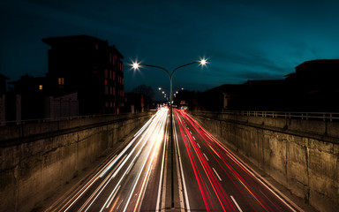 street lights on a highway of a European city