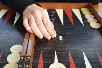 Men playing backgammon