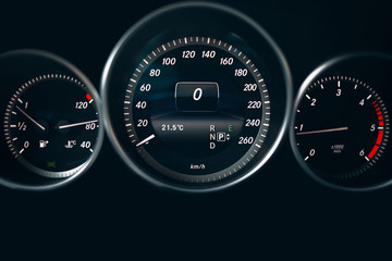 Modern car dashboard with illumination