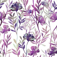 Anemones (peony) seamless pattern. Hand drawn watercolor botanical illustration. Wallpaper, fabric, textile design.