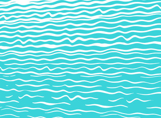 Modern blue sea background with hand-drawn waves 