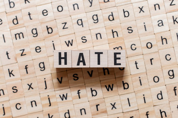 Hate word concept on cubes