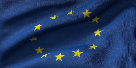 3D rendering of an EU flag with fabric texture