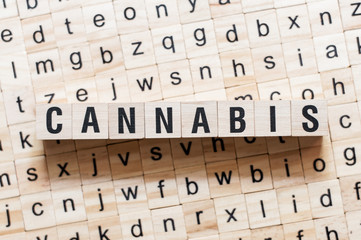 Cannabis word concept on cubes