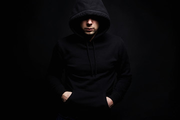 Man in Hood. Boy in a hooded sweatshirt