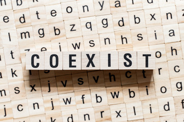 Coexist word concept on cubes