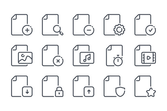 Docs and files related line icons. Document ector linear icon set.