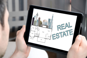 Real estate concept on a tablet