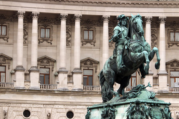 Fototapeta na wymiar Statue of Prince Eugen Heldenplatz Vienna Austria