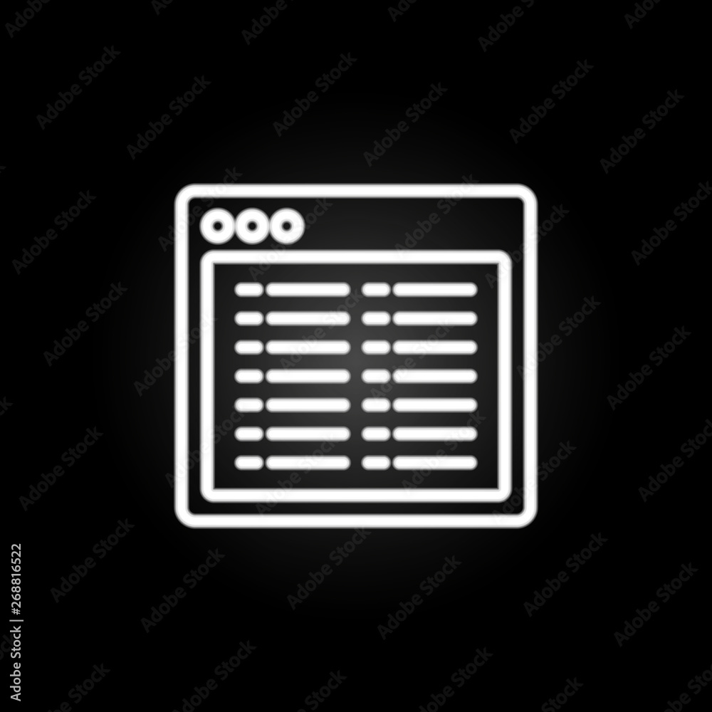 Poster browser list webpage neon icon. elements of browser set. simple icon for websites, web design, mobil