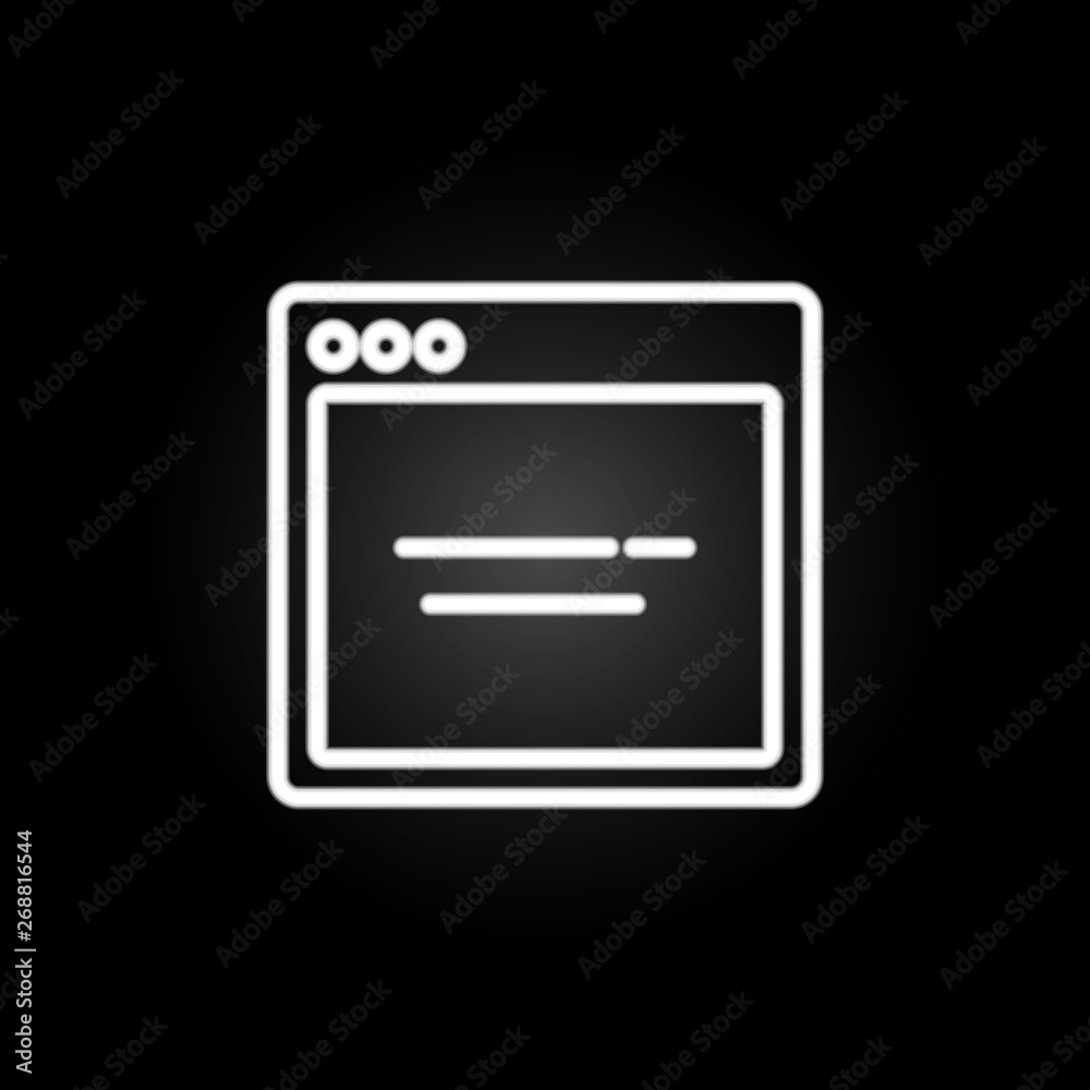 Poster browser search webpage neon icon. elements of browser set. simple icon for websites, web design, mob