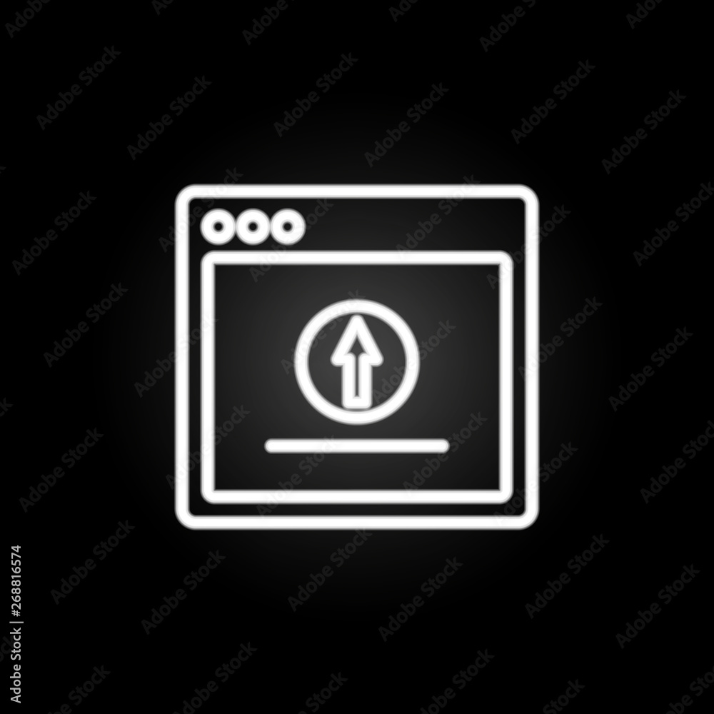 Poster browser upload webpage neon icon. elements of browser set. simple icon for websites, web design, mob