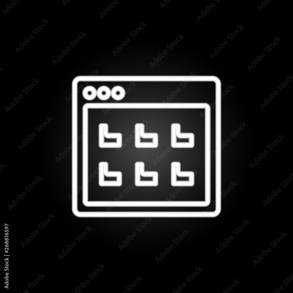 Poster browser file library webpage neon icon. elements of browser set. simple icon for websites, web desig