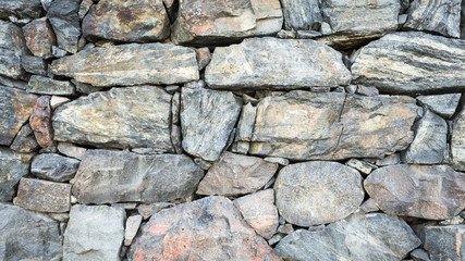 Stone wall. Stony blocks texture. Grey  stone rock wall. Wall of gray stones seamless. 
