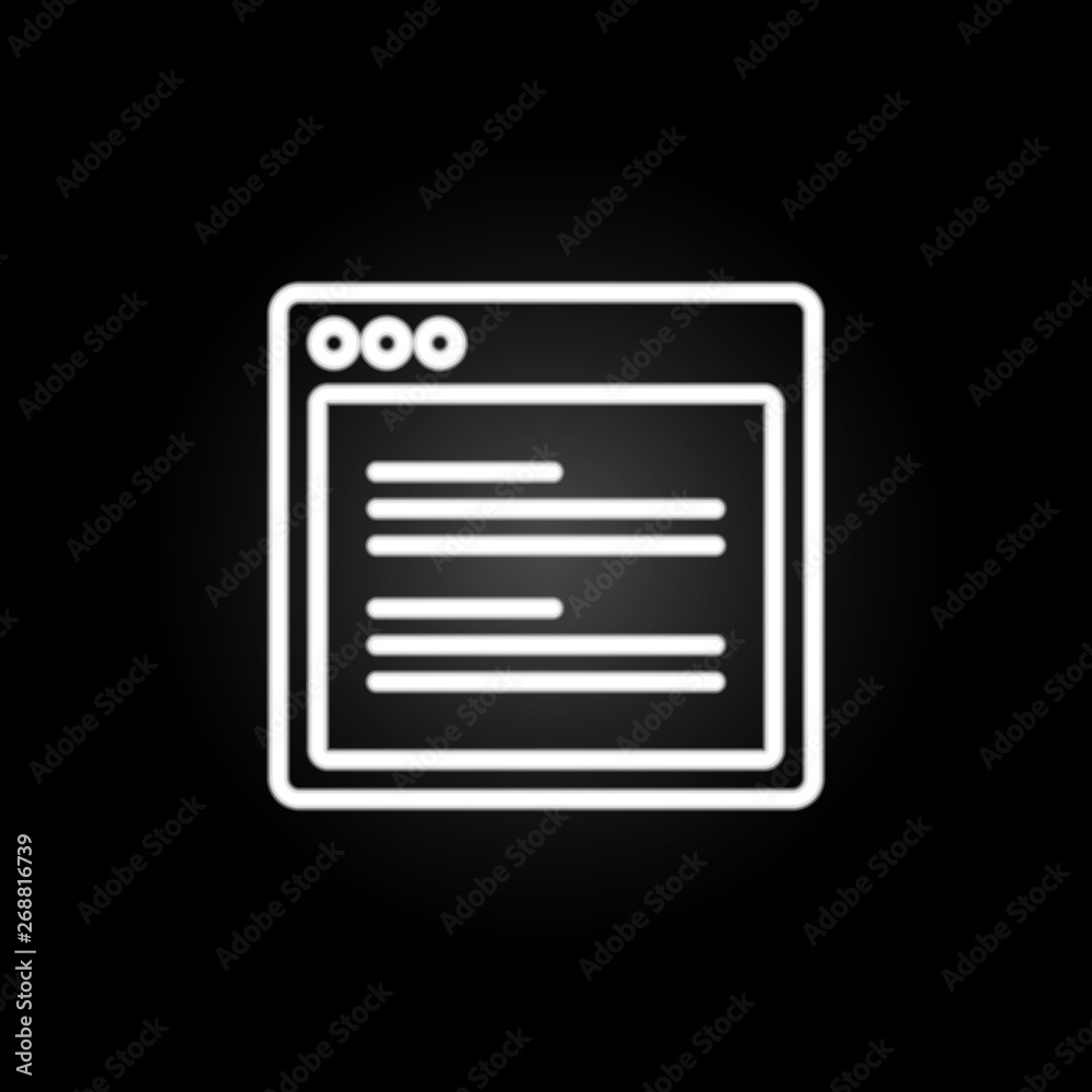 Poster browser double paragraph webpage neon icon. elements of browser set. simple icon for websites, web d