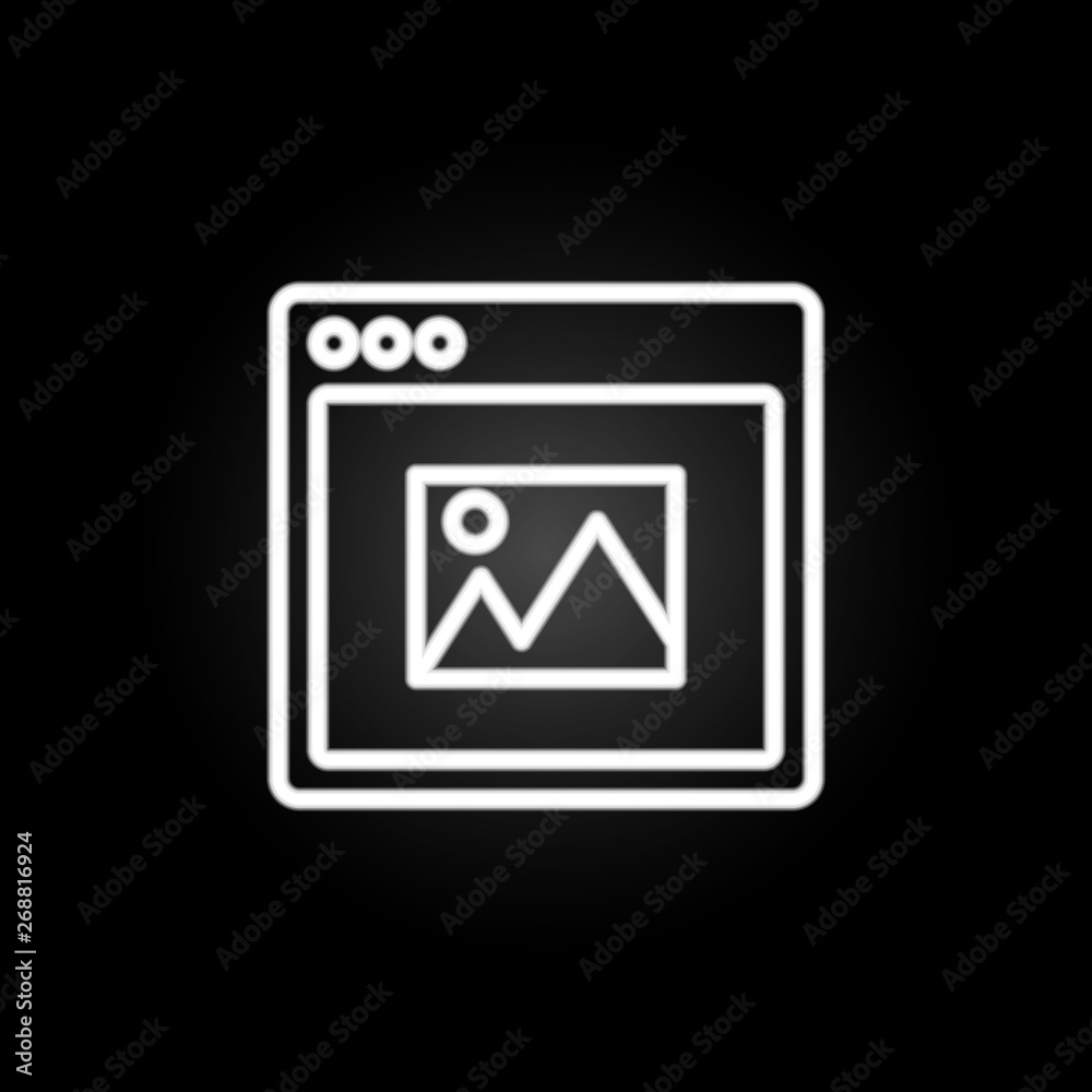 Poster browser image webpage neon icon. elements of browser set. simple icon for websites, web design, mobi