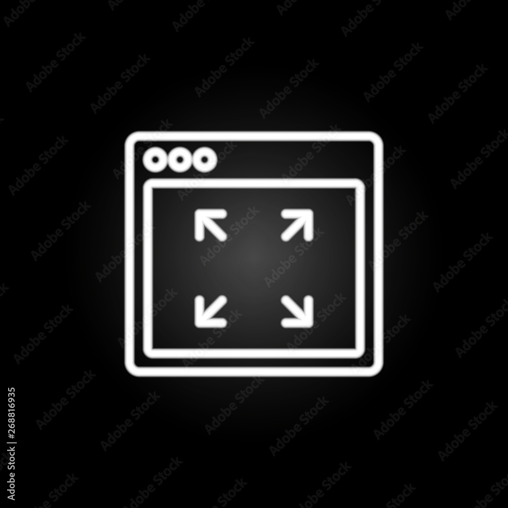 Poster browser minimize webpage neon icon. elements of browser set. simple icon for websites, web design, m
