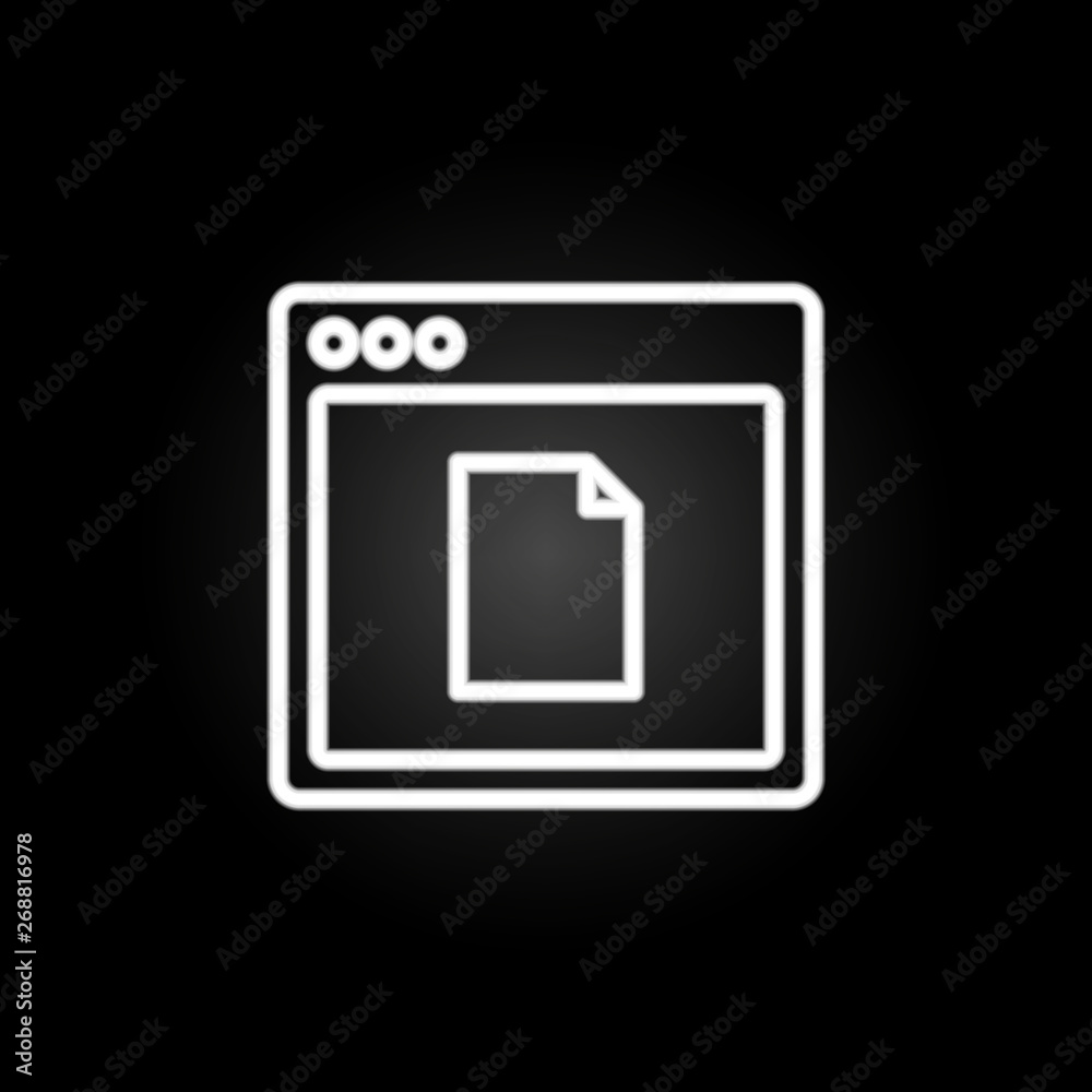 Poster browser file webpage neon icon. elements of browser set. simple icon for websites, web design, mobil