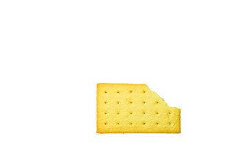 Cheddar cheese cracker isolated on white background.