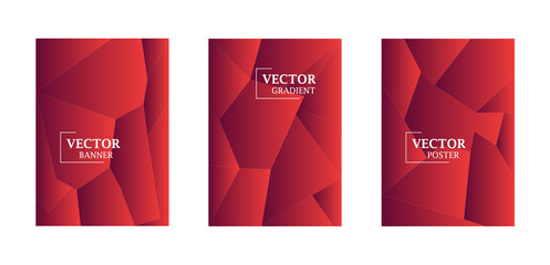 Abstract background with gradient texture, geometric pattern with polygon.  Red gradient.   Art for business brochure,  cover design.