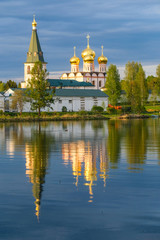 Fototapeta na wymiar Valday, Russia - May, 18, 2019: Image of the Iversky Monastery in Valdai, Russia