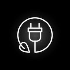 electricity, plugs, eco neon icon. Elements of electricity set. Simple icon for websites, web design, mobile app, info graphics