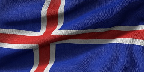 3d rendering of a flag of Iceland with fabric texture