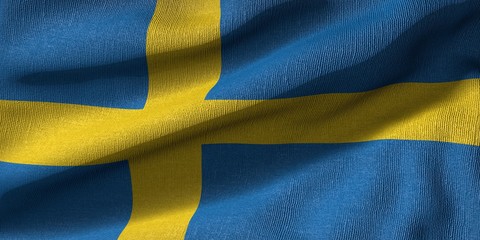 3d rendering of a Sweden flag with fabric texture
